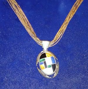 Multi Strand Silver Chain and Pendant